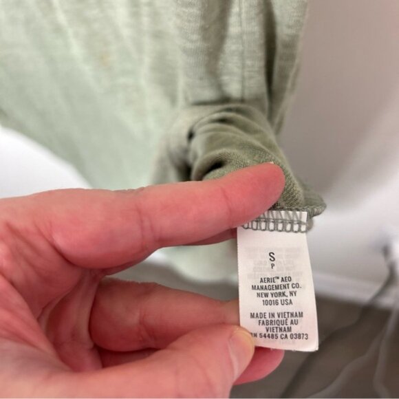 AERIE Midi Tank Dress Linen blend sleeveless Sage Green High Low hem Size S - Picture 7 of 15